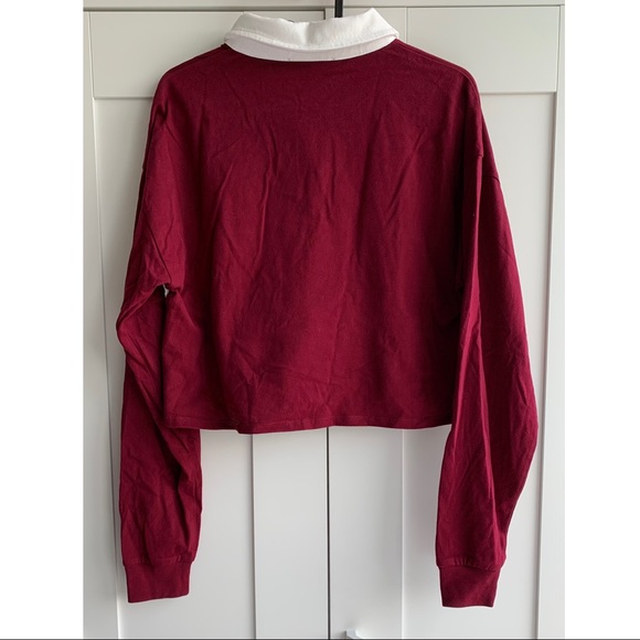 Forever21 - Stripe Polo Long Sleeve Crop Top - Picture 3 of 4